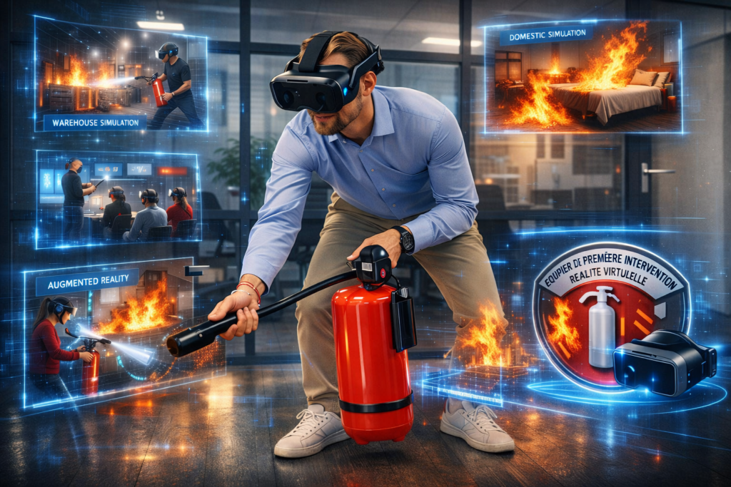 casque vr + extincteur connecté simulation